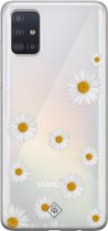 Casimoda® hoesje - Geschikt voor Samsung A51 - Daisies - Backcover - Siliconen/TPU - Wit
