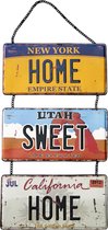 Signs-USA - Home Sweet Home - aan kettingen - Souvenir kentekenplaat nummerbord Amerika - verweerd - 30,5 x 55 cm