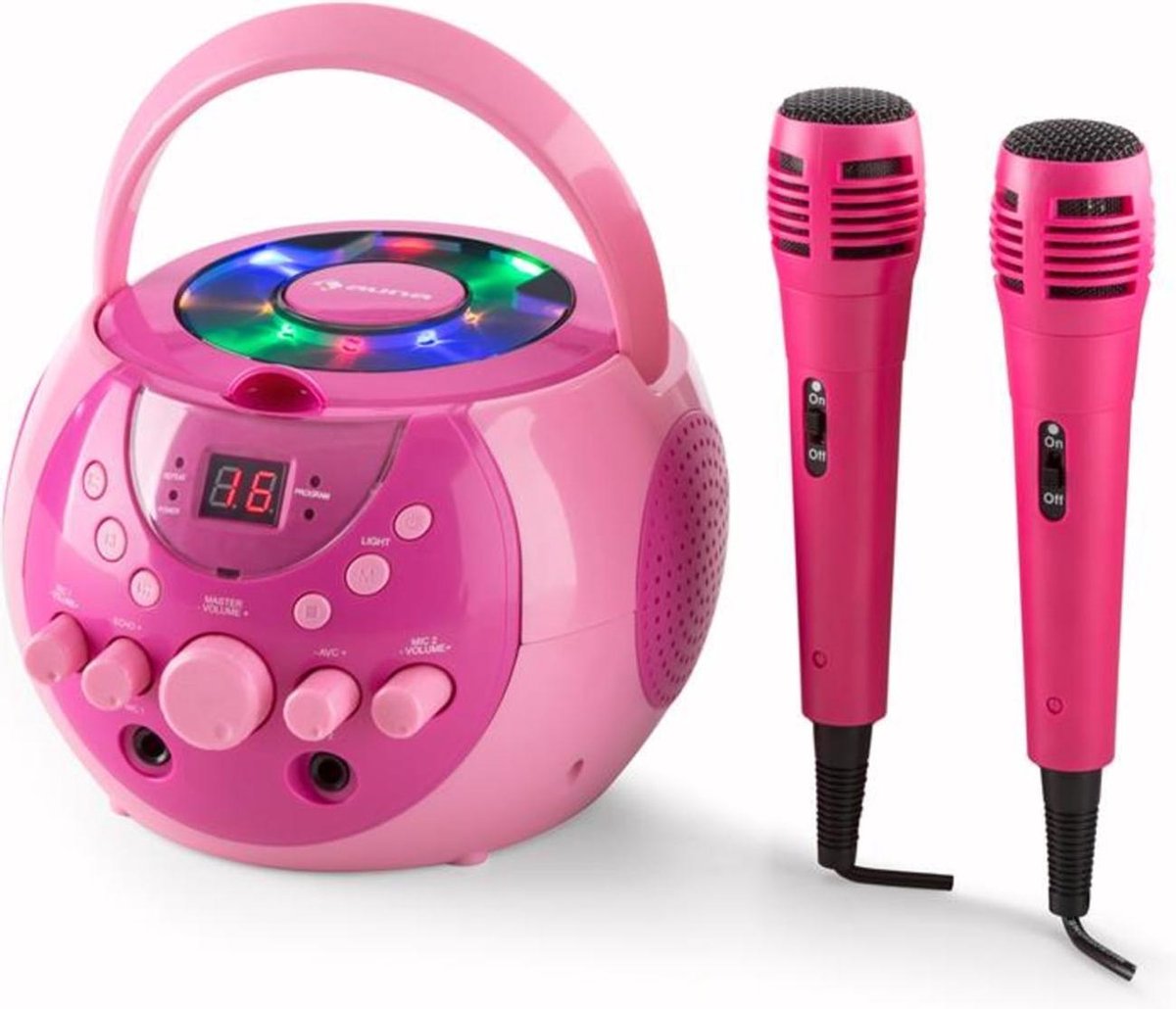 Auna SingSing Draagbare Karaoke-installatie - Inclusief 2 microfoons - Roze