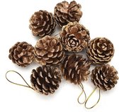 Kerstboom versiering | Decoratie | Hanger | Ornament | Dennenappel | Hout | Goud