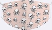 Pink skulls mondkapje - trendy niet medisch wasbaar mondkapje - katoen - printje