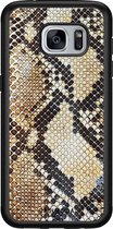 Samsung S7 hoesje - Snake / Slangenprint bruin | Samsung Galaxy S7 case | Hardcase backcover zwart