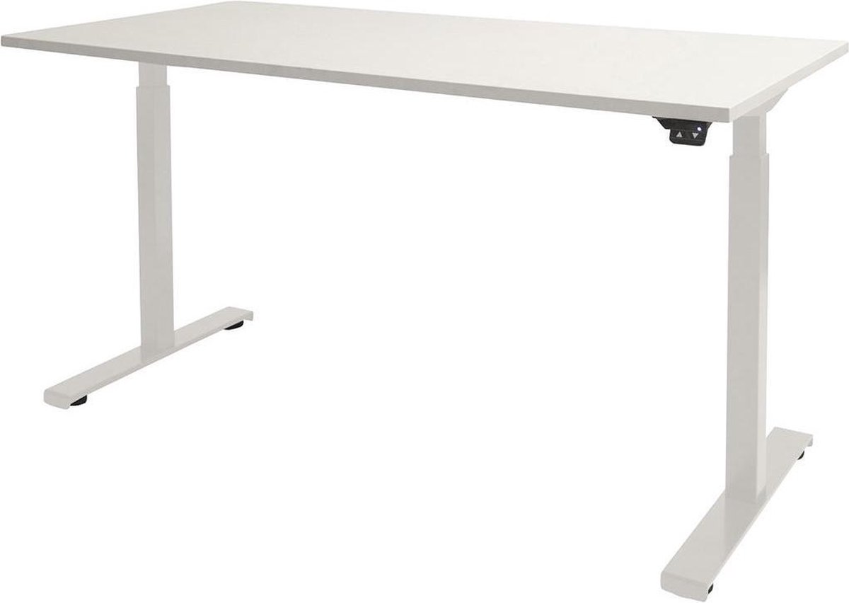 RoomForTheNew Bureau Heathrow Basic-Desk - Zit sta Bureau - Zit sta Bureau Elektrisch - Gaming Bureau - Game Bureau - Verstelbaar Bureau - standing Desk--Wit blad-Wit  onderstel- 160x80