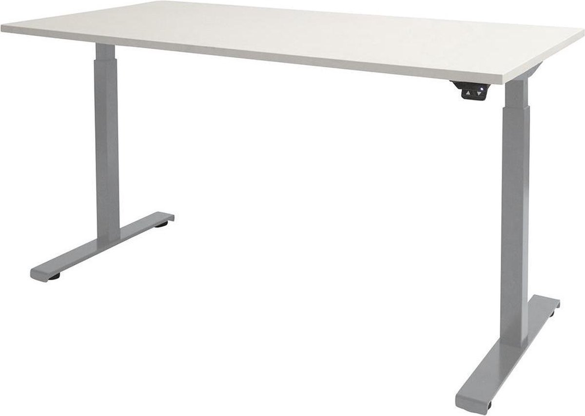 RoomForTheNew Bureau Heathrow Basic-Desk - Zit sta Bureau - Zit sta Bureau Elektrisch - Gaming Bureau - Game Bureau - Verstelbaar Bureau - standing Desk--Wit blad-Aluminium  onderstel- 160x80