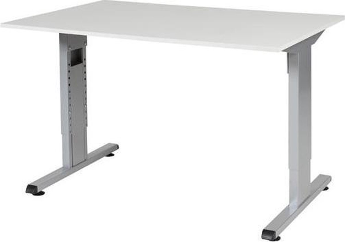 RoomForTheNew Bureau Schiphol Normal-Bureau - Bureautafel - Gaming bureau - Game bureau - Computertafel - Desk - Bureau wit - Verstelbaar bureau - Gaming Desk - Bureau tafel - Bureau verstelbaar--Grijs blad-Aluminium  onderstel- 120x80