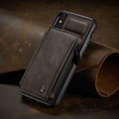 Leren hardcase met portemonnee iPhone Xs Max - Donkerbruin