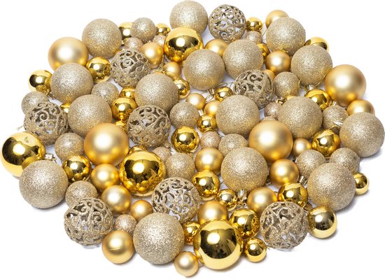 Kerstballen plastic – Kerstballen goud - Kerstballen set van 100 stuks