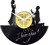 Vinyl klok Huwelijksaanzoek - I Love You LP Klok - 27 CM - Met geschenkverpakking