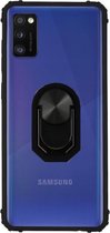 Colorfone Samsung A41 Hoesje Transparant - Zwart Ring Popsocket
