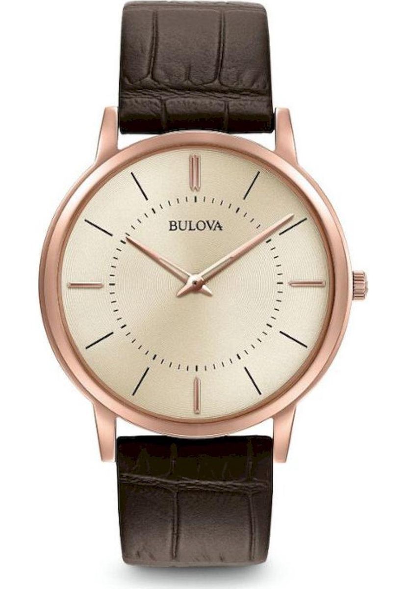 Bulova Ultra Slim 97A126 Horloge - Leer - Bruin - Ø 38 mm