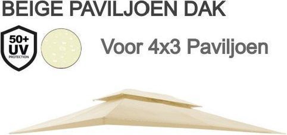 El Jardin | Waterdicht dak voor Partytent | 4x3 | Beige | Voor paviljoen  met 6 poten | bol.com