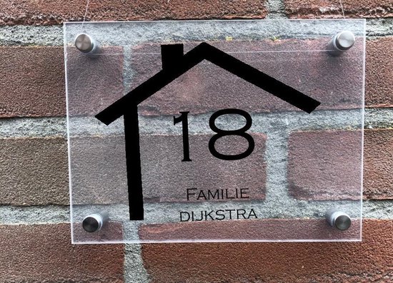 Begrijpen gangpad Schandelijk Naambordje voordeur transparant 15 x 20 cm. Huisnummer en namen in huis. |  bol.com