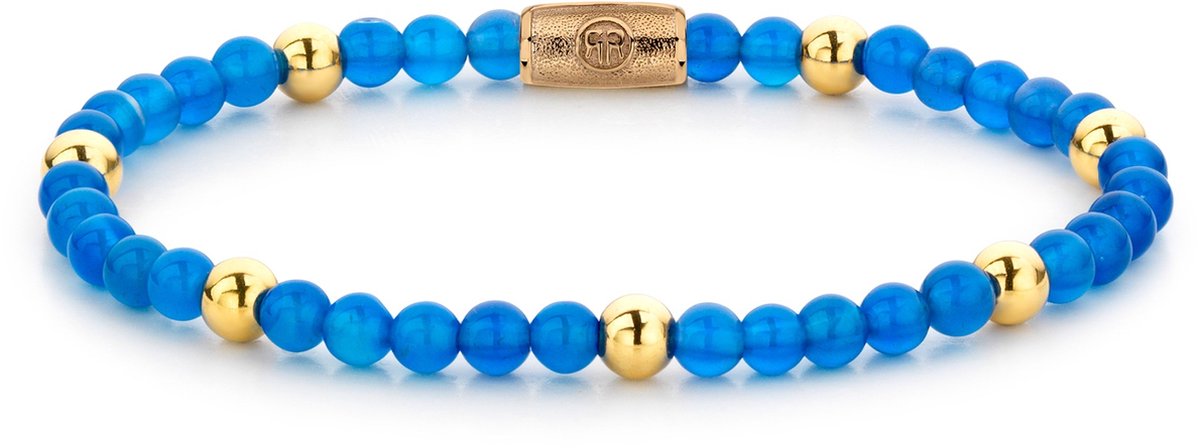 Rebel & Rose More Balls Than Most Brightening Blue - 4mm - yellow gold plated RR-40047-G-16,5 cm