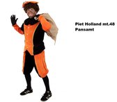 Piet Holland kostuum oranje/zwart unisex mt.48 - Pietenpak Sinterklaas festival Sint Piet kostuum oranje zwart
