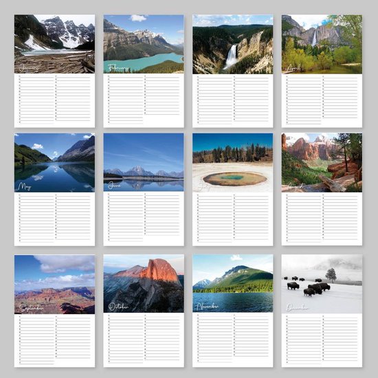 Editoo American National Parks - Verjaardagskalender - A4 - 13 pagina's - Linda Thijsen