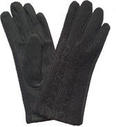 Dames handschoenen met kabelmotief en kraaltjes kleur zwart maat S / M