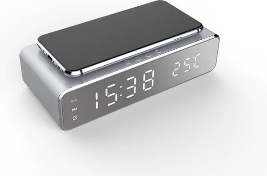 Digitale multifunctionele wekker - wekker met oplader – draadloze oplader – Qi charger... |