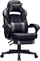 MIRA Home - Bureaustoel voor volwassenen - Game stoel - Kantoor - Kunstleer - Zwart/Grijs - 70x68x115