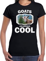 Dieren geiten t-shirt zwart dames - goats are serious cool shirt - cadeau t-shirt geit/ geiten liefhebber L