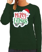 Merry fitmas Kerstsweater / foute Kersttrui groen voor dames - Kerstkleding / Christmas outfit XL