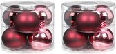 12x Berry Kiss mix roze/rode glazen kerstballen 10 cm glans en mat - Kerstboomversiering mix roze/rood