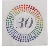 60x Leeftijd 30 jaar themafeest/verjaardag servetten 33 x 33 cm confetti - Papieren feest wegwerp tafeldecoraties