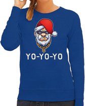 Gangster / rapper Santa foute Kerstsweater / foute Kersttrui blauw voor dames - Kerstkleding / Christmas outfit S