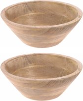 Set van 2x stuks houten ronde schalen dia 25 cm - Serveerschalen voor gerechten of fruitschaal