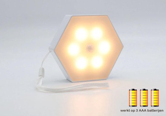 Draadloze wandlamp met bewegingssensor - nachtlamp Binnen - LED op  Batterijen - Warm... | bol.com