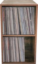 Armoire de rangement de disque Vinyl LP - stockage LP disques vinyles - bibliothèque - 2 compartiments - noyer