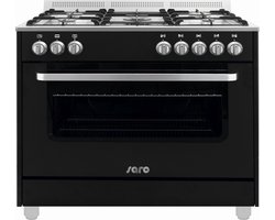 SARO Design gas fornuis - zwart - 5 pits - wok - elektrische oven & grill  met 11... | bol.com