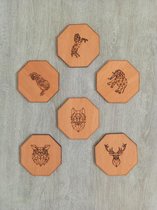 Set onderzetters van Geometrische dieren (6 stuks / set)  -- Onderzetters Coasters Viltjes Bierviltjes Jeugd Geometrisch Animal Dieren Wild Collectie Drinken Morsen Tafel Living Ke