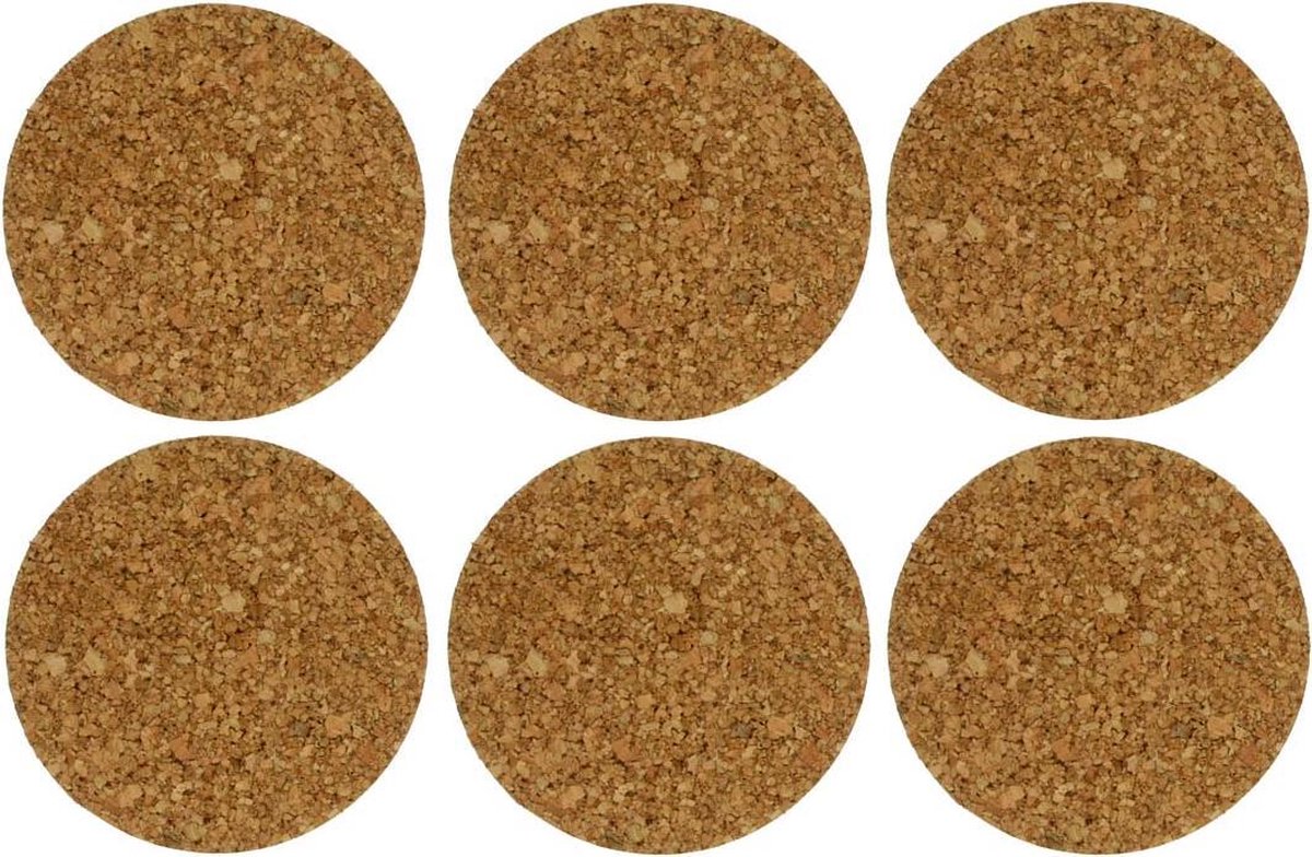 Cosy & Trendy - Kurk Glasonderzetter - CADEAU tip - Ø9,5x(H)0,3cm - Set à 6