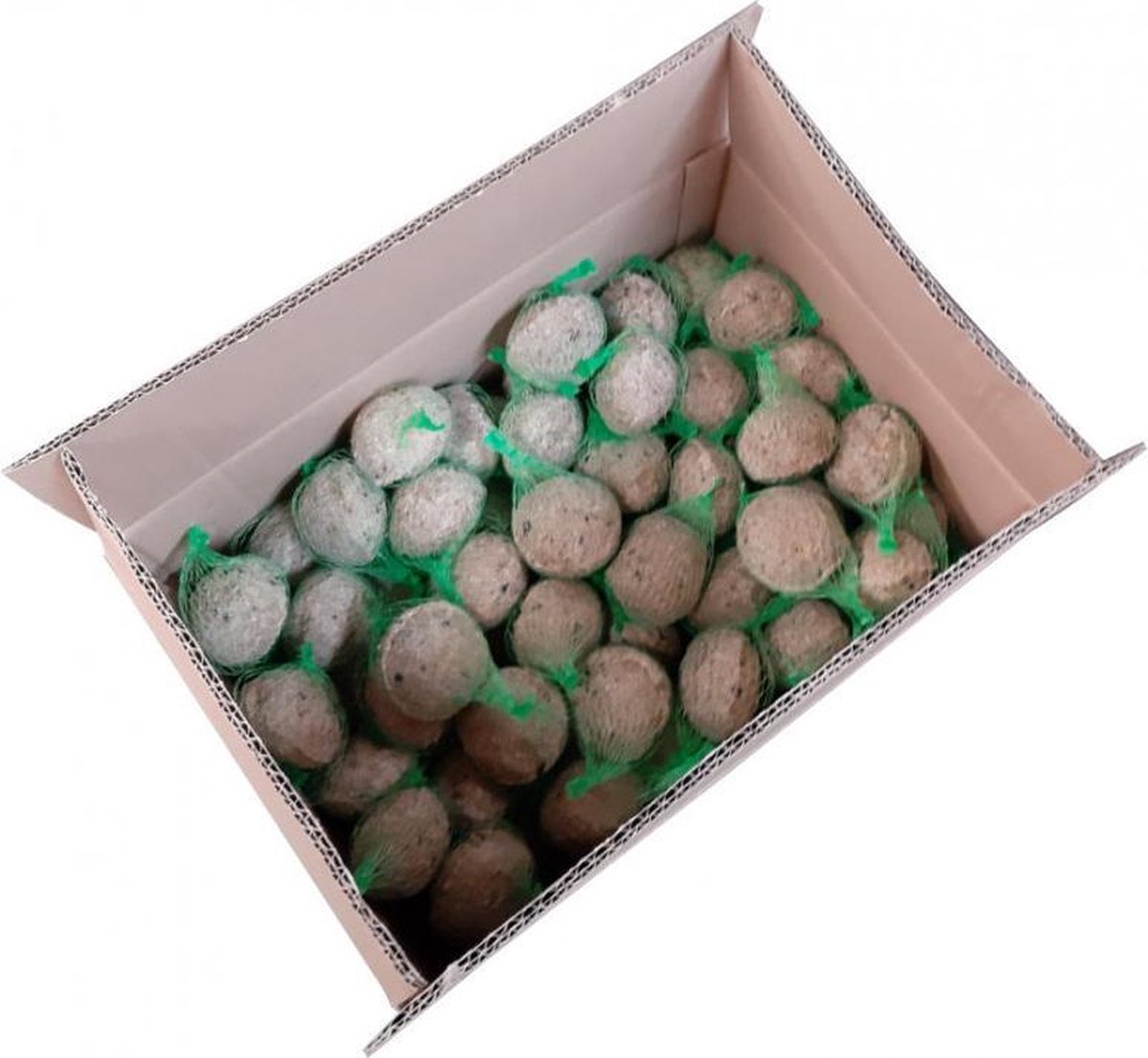 Mezenbollen vetbol doos van 120 stuks - met groen netje - Duponzoo
