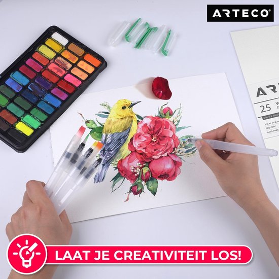 ARTECO® 25 vellen Aquarelpapier – Aquarelblok – Tekenblok – 300 gr/m2 – A4 Formaat