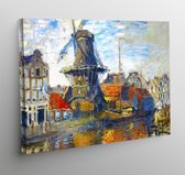 Canvas de windmolen op de onbekende gracht - Claude Monet - 70x50cm