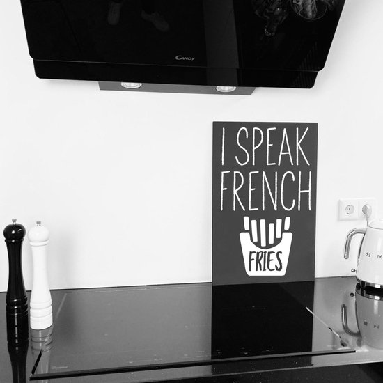 Muursticker voor in de keuken I speak french wit-60x40 cm | Quotes | Cadeau voor Kookliefhebbers