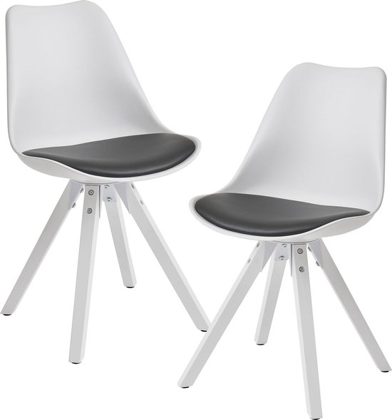 Pippa Design set van 2 moderne eetkamerstoelen - zwart/wit | bol.com