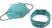 Salvaro® Hoofdband voor mondkapje - Groen - Met zelfde design mondkapje Mondmasker - Luxe Haarband & Mondmasker - Ear protector - Unisex - Sport Mode