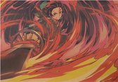 Demon Slayer Kimetsu No Yaiba  Flame Breathing Anime Vintage Poster 51x36cm