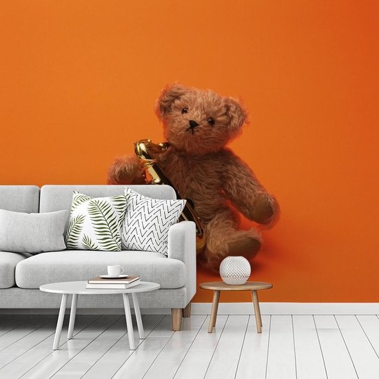 Papier fotobehang Ours en peluche avec un saxophone