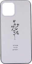 Shop4 - iPhone 12 Hoesje - Back Case "Bloom with grace." Wit