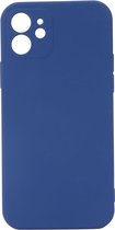 Shop4 - Geschikt voor iPhone 12 mini Hoesje - Back Case Mat Donker Blauw