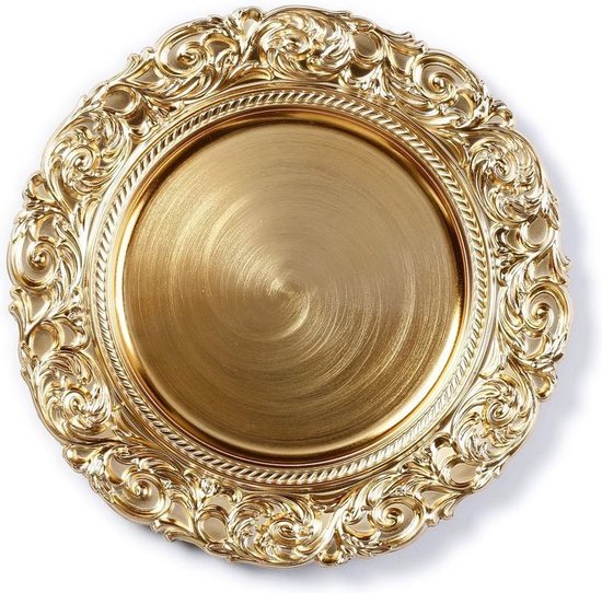 6x Assiettes / sous assiettes dorées avec bord décoratif rond 33 cm - sous  assiette /... | bol.com
