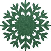 Sneeuwvlok vilt onderzetters  - Donkergroen - 6 stuks - ø 9,5 cm - Kerst onderzetter - Tafeldecoratie - Glas onderzetter - Cadeau - Woondecoratie - Tafelbescherming - Onderzetters