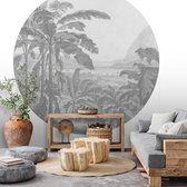 Behangcirkel African landscape - light grey 100 cm