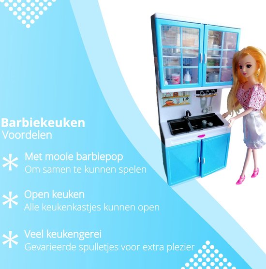Afgeschaft Realistisch Pedagogie Barbie Keuken Barbie Meubels - Keukentje geschikt voor Barbie - Met vele  accessoires... | bol.com