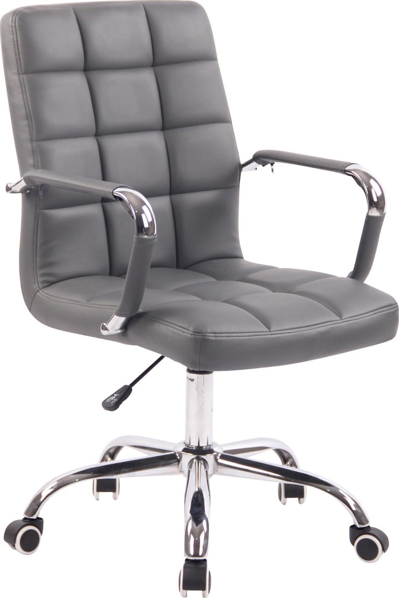 Bureaustoel - Bureaustoel voor volwassenen - Design - In hoogte verstelbaar - Kunstleer - Grijs - 56x62x104 cm