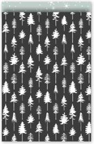 cadeauzakjes Bomen Kerst zwart 17.5 x 26 cm zakjes met contrasterende binnenkant 10 stuks