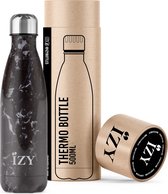 IZY Bottles x Marmer Zwart | 500 ML | Thermosfles | Drinkfles | Waterfles | Schoolfles | Isoleerfles | Beker | Drinkbeker | Koud | Warm | Fles | Back to School | 500ml